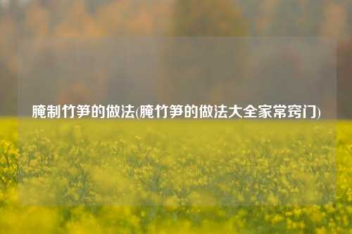 腌制竹笋的做法(腌竹笋的做法大全家常窍门)